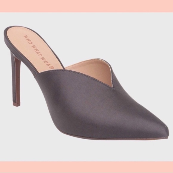 WHO WHAT WEAR Satin V Heels in Graphite - Picture 7 of 15